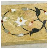 Vintage Vermont Marble Mother of Pearl Inlay Trinket Box from India and Two Vintage Pocket Knives