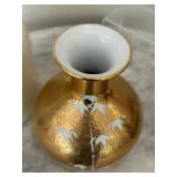 Vintage Fine Porcelain Gold and White Vase from Japan and White Pottery Jug