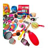 Hours of Fun! Large Lot of Play Food, Cash Register, Baskets, Toaster and Blender