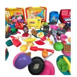 Hours of Fun! Large Lot of Play Food, Cash Register, Baskets, Toaster and Blender