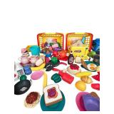 Hours of Fun! Large Lot of Play Food, Cash Register, Baskets, Toaster and Blender