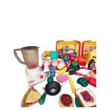 Hours of Fun! Large Lot of Play Food, Cash Register, Baskets, Toaster and Blender