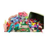 Large Bin of Littlest Pet Shop Houses, Playmat and Accessories