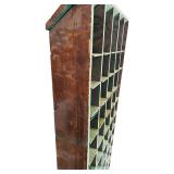 Vintage Green Wooden and Metal Back Cabinet with Cubbies for Shoes and More