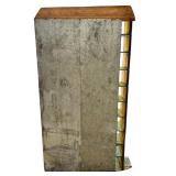 Vintage Green Wooden and Metal Back Cabinet with Cubbies for Shoes and More