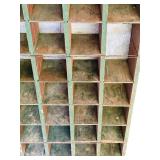 Vintage Green Wooden and Metal Back Cabinet with Cubbies for Shoes and More