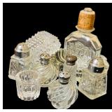 Vintage Glass and Crystal Items including Salt & Pepper Shakers, Trinkets and More