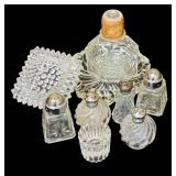 Vintage Glass and Crystal Items including Salt & Pepper Shakers, Trinkets and More