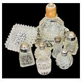 Vintage Glass and Crystal Items including Salt & Pepper Shakers, Trinkets and More
