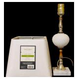 Vintage White Hobnail Lamp with New Shade