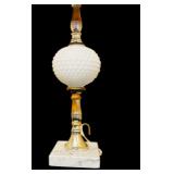 Vintage White Hobnail Lamp with New Shade