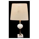 Vintage White Hobnail Lamp with New Shade