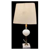 Vintage White Hobnail Lamp with New Shade