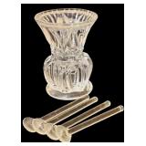 Beautiful Vintage Crystal and Glass Items including Cordial Glasses, Wine Stoppers, Candle Holder and More
