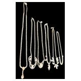 Six Vintage Costume Rhinestone Necklaces
