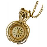 Vintage Caravelle Gold Tone Swiss Pendant Watch Necklace