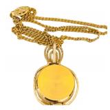 Vintage Caravelle Gold Tone Swiss Pendant Watch Necklace