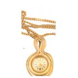 Vintage Caravelle Gold Tone Swiss Pendant Watch Necklace