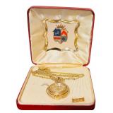 Vintage Caravelle Gold Tone Swiss Pendant Watch Necklace