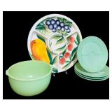 Vintage Jadeite Mixing Bowl and Green Divided Fireking Plates and More