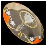 Vintage Handpainted Floral Glass Tidbit or Sandwich Tray Colorful Flowers & Vintage Marigold Federal Glass Normandie Platter