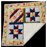 Small Square Quilt with Flowers / Lap Quilt