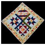 Small Square Quilt with Flowers / Lap Quilt