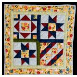 Small Square Quilt with Flowers / Lap Quilt