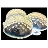 Vintage White Opalescent Glass Coin Dot Syrup Pitcher, Vintage Anchor Hocking Moonstone Hobnail Three-way Divided Serving Dish and Bowl