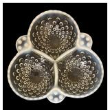 Vintage White Opalescent Glass Coin Dot Syrup Pitcher, Vintage Anchor Hocking Moonstone Hobnail Three-way Divided Serving Dish and Bowl