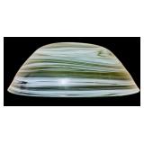 Fabulous Decorative Art Glass Style Clear Bowl with Green and White Swirls