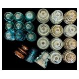 Large Lot of Vintage Clear, Brown and Green Hemingray Glass Insulators