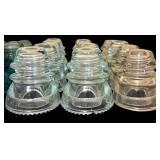 Large Lot of Vintage Clear, Brown and Green Hemingray Glass Insulators