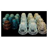 Large Lot of Vintage Clear, Brown and Green Hemingray Glass Insulators