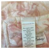 Beautiful 100% Cotton Queen Size Pottery Barn White and Pink Floral Design Comforter and Shams Set