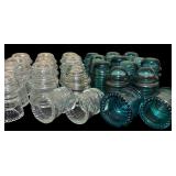 Large Lot of Clear and Green Vintage Hemingray Glass Insulators