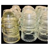 Large Lot of Clear and Green Vintage Hemingray Glass Insulators