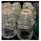 Large Lot of Clear and Green Vintage Hemingray Glass Insulators