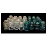Large Lot of Clear and Green Vintage Hemingray Glass Insulators