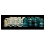 Large Lot of Clear and Green Vintage Hemingray Glass Insulators
