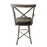 Two Swivel Brown Leather and Metal Base Counter Stools by Isabella Interiors