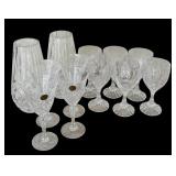 Vintage Lots of Cristal de Flandre France, Vases and Etched Holiday Wine Glasses