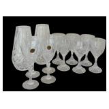 Vintage Lots of Cristal de Flandre France, Vases and Etched Holiday Wine Glasses