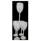 Vintage Beautiful Glass and Etched Stemware and Glass Beverage Pitcher