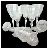 Vintage Beautiful Glass and Etched Stemware and Glass Beverage Pitcher