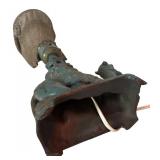 Vintage Art Nouveau Cast Iron Camel Lamp with Chain-Link Shade