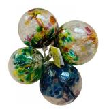 New Four Kitras Art Glass Spheres Tree of Enchantment Seasons including Spring, Summer, Autumn and Winter