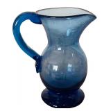 Vintage Cobalt Blue Glass including Shirley Temple Bowl and Pitcher Set, Juice Pitcher and More