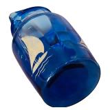 Vintage Cobalt Blue Glass including Shirley Temple Bowl and Pitcher Set, Juice Pitcher and More