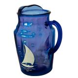 Vintage Cobalt Blue Glass including Shirley Temple Bowl and Pitcher Set, Juice Pitcher and More